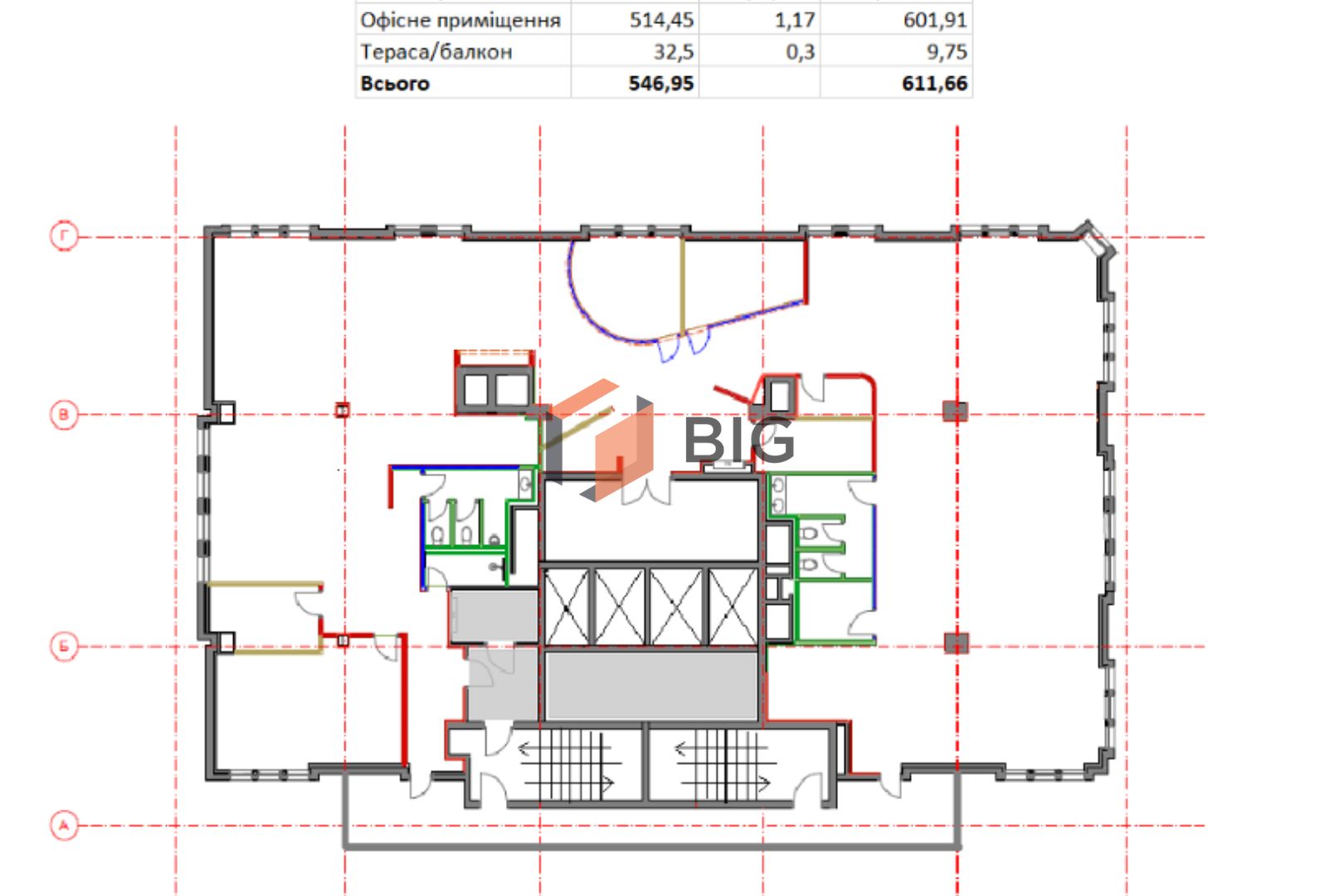 Офіс з панорамою на центр міста 611 кв.м., Open Space+тераса