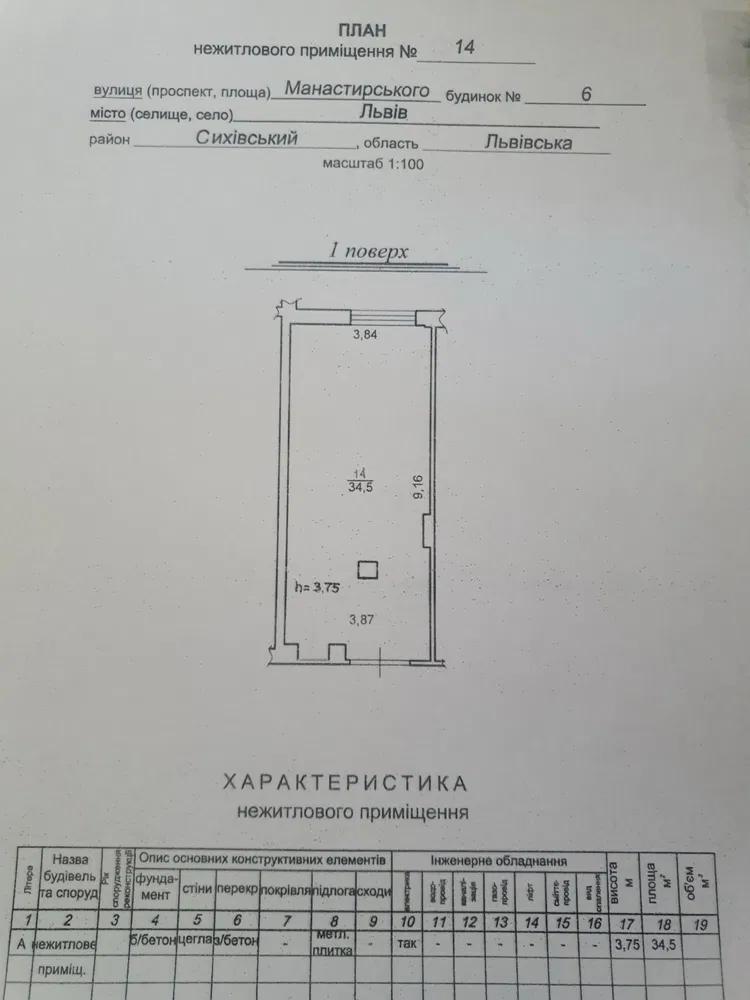 Житлове приміщення р-н Сихів за вул. Манастирського